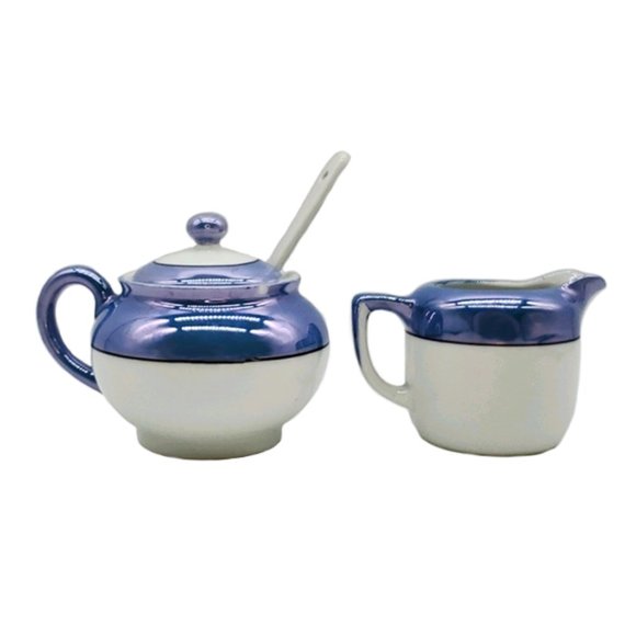 Noritake Blue Luster Sugar/Spoon/Creamer VTG As Is - Picture 2 of 6